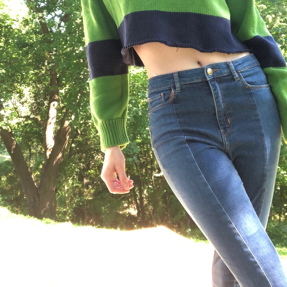 Two toned high waisted jeans